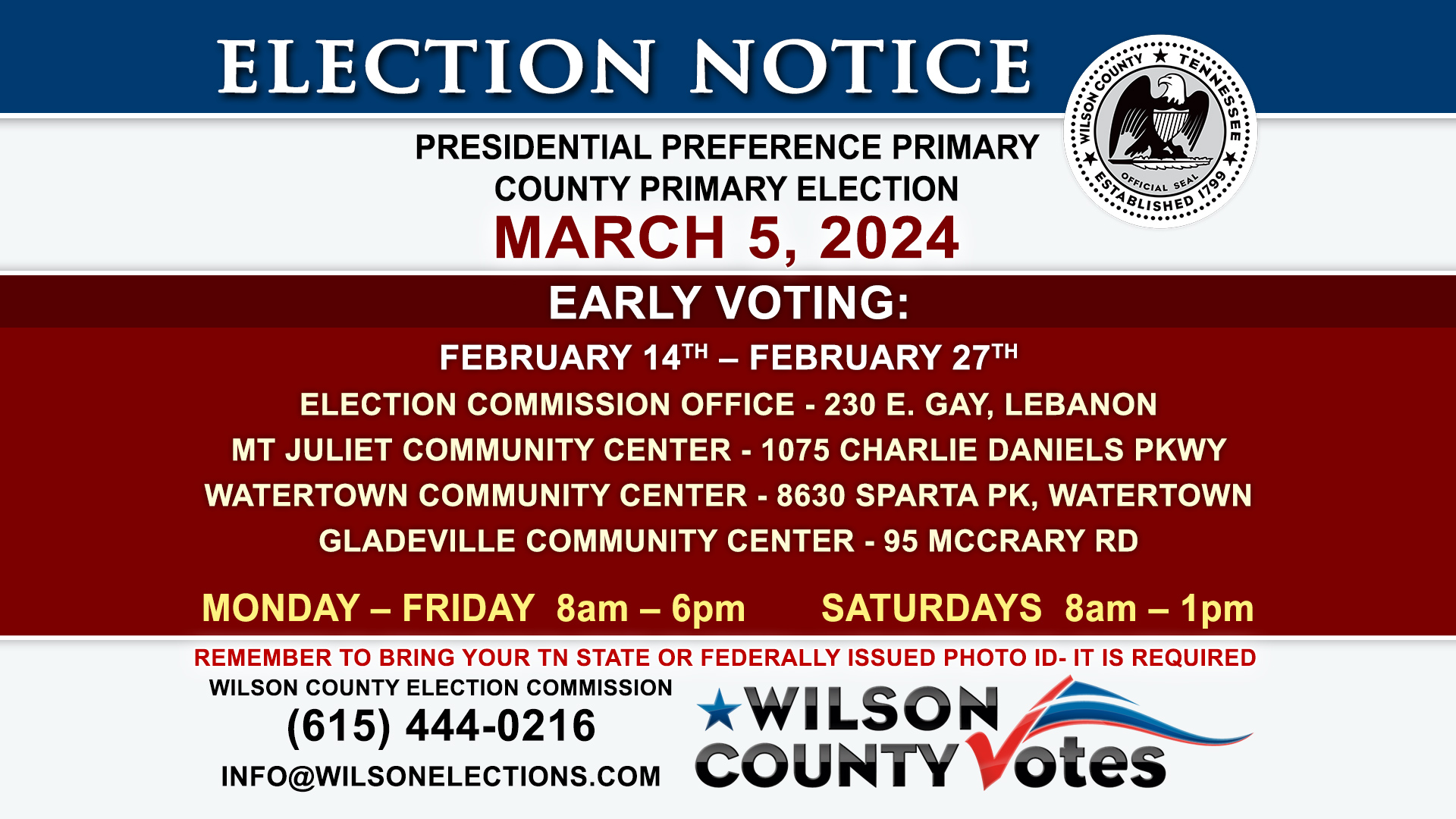 Early Voting Locations | Wilson County Election Commission